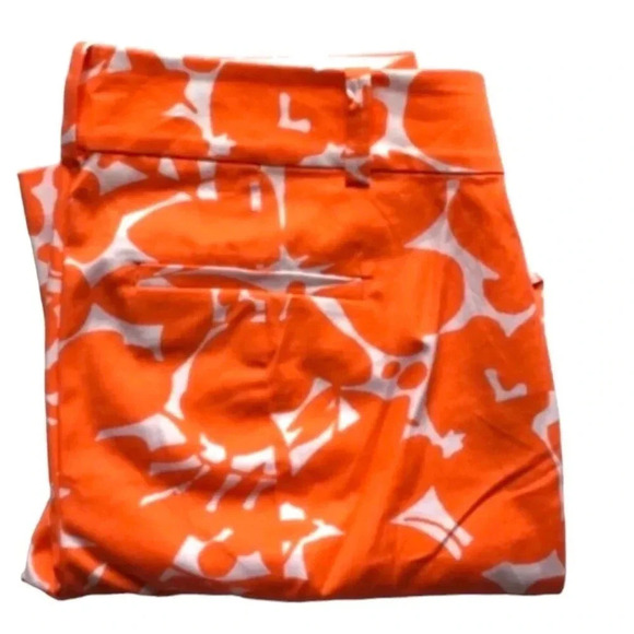 ANN TAYLOR | Carnegie Crop Orange and White Floral Cotton Spandex Pants Size 10 - Picture 7 of 10
